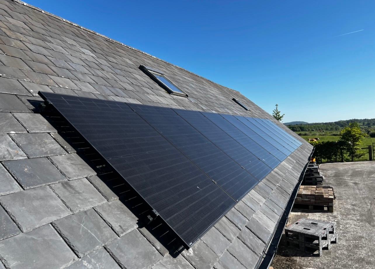 Residential solar panel installation on a Roscommon home